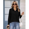 Zeagoo Womens Button Down Shirt Long Sleeve Work Blouse with Pocket | Business Clothing, Dressy Casual Shirts, Floral Blouse, Solid Color Office Wear(C-black)