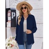 Zeagoo Womens Button Down Shirt Long Sleeve Work Blouse with Pocket | Business Clothing, Dressy Casual Shirts, Floral Blouse, Solid Color Office Wear(C-navy Blue)