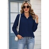 Zeagoo Womens Button Down Shirt Long Sleeve Work Blouse with Pocket | Business Clothing, Dressy Casual Shirts, Floral Blouse, Solid Color Office Wear(C-navy Blue)