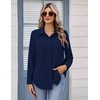 Zeagoo Womens Button Down Shirt Long Sleeve Work Blouse with Pocket | Business Clothing, Dressy Casual Shirts, Floral Blouse, Solid Color Office Wear(C-navy Blue)