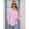 Zeagoo Womens Button Down Shirt Long Sleeve Work Blouse with Pocket | Business Clothing, Dressy Casual Shirts, Floral Blouse, Solid Color Office Wear(C-pink)