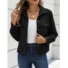 Zeagoo Womens Fashion Cropped Jacket Corduroy Button Down Long Sleeve Shirt | Crop Top, Trendy Outfits, Fall Winter Coats(Black)