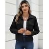 Zeagoo Womens Fashion Cropped Jacket Corduroy Button Down Long Sleeve Shirt | Crop Top, Trendy Outfits, Fall Winter Coats(Black)