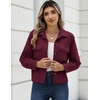 Zeagoo Womens Fashion Cropped Jacket Corduroy Button Down Long Sleeve Shirt | Crop Top, Trendy Outfits, Fall Winter Coats(Burgundy)