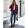 Zeagoo Womens Fashion Cropped Jacket Corduroy Button Down Long Sleeve Shirt | Crop Top, Trendy Outfits, Fall Winter Coats(Burgundy)