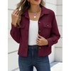 Zeagoo Womens Fashion Cropped Jacket Corduroy Button Down Long Sleeve Shirt | Crop Top, Trendy Outfits, Fall Winter Coats(Burgundy)