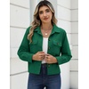 Zeagoo Womens Fashion Cropped Jacket Corduroy Button Down Long Sleeve Shirt | Crop Top, Trendy Outfits, Fall Winter Coats(Dark Green)