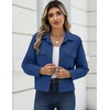 Zeagoo Womens Fashion Cropped Jacket Corduroy Button Down Long Sleeve Shirt | Crop Top, Trendy Outfits, Fall Winter Coats(Navy)