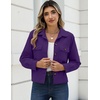 Zeagoo Womens Fashion Cropped Jacket Corduroy Button Down Long Sleeve Shirt | Crop Top, Trendy Outfits, Fall Winter Coats(Purple)