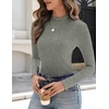 Zeagoo Womens Long Sleeve Shirts Mock Neck Ribbed Top Slim Fit Basic Tee | Going Out Tops, Basic Tight Shirts, Fitted Undershirts, Lightweight Layering, Women Work Clothes(Green)