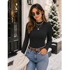 Zeagoo Womens Long Sleeve Shirts Mock Neck Ribbed Top Slim Fit Basic Tee | Going Out Tops, Basic Tight Shirts, Fitted Undershirts, Lightweight Layering, Women Work Clothes(Black)