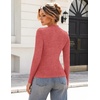 Zeagoo Womens Long Sleeve Shirts Mock Neck Ribbed Top Slim Fit Basic Tee | Going Out Tops, Basic Tight Shirts, Fitted Undershirts, Lightweight Layering, Women Work Clothes(Red)