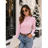 Zeagoo Womens Long Sleeve Shirts Mock Neck Ribbed Top Slim Fit Basic Tee | Going Out Tops, Basic Tight Shirts, Fitted Undershirts, Lightweight Layering, Women Work Clothes(Pink)