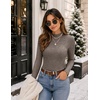 Zeagoo Womens Long Sleeve Shirts Mock Neck Ribbed Top Slim Fit Basic Tee | Going Out Tops, Basic Tight Shirts, Fitted Undershirts, Lightweight Layering, Women Work Clothes(Light Brown)