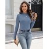 Zeagoo Womens Long Sleeve Shirts Mock Neck Ribbed Top Slim Fit Basic Tee | Going Out Tops, Basic Tight Shirts, Fitted Undershirts, Lightweight Layering, Women Work Clothes(Blue)