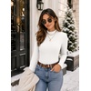 Zeagoo Womens Long Sleeve Shirts Mock Neck Ribbed Top Slim Fit Basic Tee | Going Out Tops, Basic Tight Shirts, Fitted Undershirts, Lightweight Layering, Women Work Clothes(White)