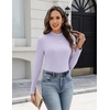 Zeagoo Womens Long Sleeve Shirts Mock Neck Ribbed Top Slim Fit Basic Tee | Going Out Tops, Basic Tight Shirts, Fitted Undershirts, Lightweight Layering, Women Work Clothes(Light Purple)