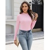 Zeagoo Womens Long Sleeve Shirts Mock Neck Ribbed Top Slim Fit Basic Tee | Going Out Tops, Basic Tight Shirts, Fitted Undershirts, Lightweight Layering, Women Work Clothes(Pink)