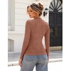 Zeagoo Womens Long Sleeve Shirts Mock Neck Ribbed Top Slim Fit Basic Tee | Going Out Tops, Basic Tight Shirts, Fitted Undershirts, Lightweight Layering, Women Work Clothes(Caramel)