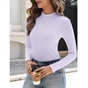 Zeagoo Womens Long Sleeve Shirts Mock Neck Ribbed Top Slim Fit Basic Tee | Going Out Tops, Basic Tight Shirts, Fitted Undershirts, Lightweight Layering, Women Work Clothes(Light Purple)