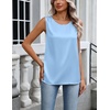 Zeagoo Womens Satin Tank Top Pleated Sleeveless Blouse Dressy Casual Tops Crewneck Silk Shirts Business Summer Clothes(Blue)