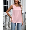 Zeagoo Womens Satin Tank Top Pleated Sleeveless Blouse Dressy Casual Tops Crewneck Silk Shirts Business Summer Clothes(Pink)