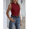 Zeagoo Womens Sleeveless Tops Turtleneck Sweater Business Casual Outfits | Mock Neck Tops for Women Slim Fit Tank Top Sleeveless Sweater Dressy Casual Basic Business Work Summer Outfits(Wine Red)