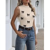 Zeagoo Womens Sleeveless Tops Turtleneck Sweater Business Casual Outfits | Mock Neck Tops for Women Slim Fit Tank Top Sleeveless Sweater Dressy Casual Basic Business Work Summer Outfits(Bow Khaki)