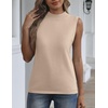 Zeagoo Womens Sleeveless Tops Turtleneck Sweater Business Casual Outfits | Mock Neck Tops for Women Slim Fit Tank Top Sleeveless Sweater Dressy Casual Basic Business Work Summer Outfits(Camel)