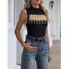 Zeagoo Womens Sleeveless Tops Turtleneck Sweater Business Casual Outfits | Mock Neck Tops for Women Slim Fit Tank Top Sleeveless Sweater Dressy Casual Basic Business Work Summer Outfits(Black Geometric)