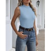 Zeagoo Womens Sleeveless Tops Turtleneck Sweater Business Casual Outfits | Mock Neck Tops for Women Slim Fit Tank Top Sleeveless Sweater Dressy Casual Basic Business Work Summer Outfits(Light Blue)