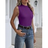 Zeagoo Womens Sleeveless Tops Turtleneck Sweater Business Casual Outfits | Mock Neck Tops for Women Slim Fit Tank Top Sleeveless Sweater Dressy Casual Basic Business Work Summer Outfits(Purple)