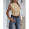 Zeagoo Womens Sleeveless Tops Turtleneck Sweater Business Casual Outfits | Mock Neck Tops for Women Slim Fit Tank Top Sleeveless Sweater Dressy Casual Basic Business Work Summer Outfits(Floral Apricot)