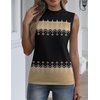 Zeagoo Womens Sleeveless Tops Turtleneck Sweater Business Casual Outfits | Mock Neck Tops for Women Slim Fit Tank Top Sleeveless Sweater Dressy Casual Basic Business Work Summer Outfits(Black Geometric)