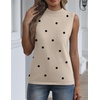 Zeagoo Womens Sleeveless Tops Turtleneck Sweater Business Casual Outfits | Mock Neck Tops for Women Slim Fit Tank Top Sleeveless Sweater Dressy Casual Basic Business Work Summer Outfits(Polka Dot-khaki)