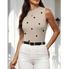 Zeagoo Womens Sleeveless Tops Turtleneck Sweater Business Casual Outfits | Mock Neck Tops for Women Slim Fit Tank Top Sleeveless Sweater Dressy Casual Basic Business Work Summer Outfits(Polka Dot-khaki)