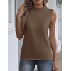 Zeagoo Womens Sleeveless Tops Turtleneck Sweater Business Casual Outfits | Mock Neck Tops for Women Slim Fit Tank Top Sleeveless Sweater Dressy Casual Basic Business Work Summer Outfits(Coffee)