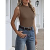 Zeagoo Womens Sleeveless Tops Turtleneck Sweater Business Casual Outfits | Mock Neck Tops for Women Slim Fit Tank Top Sleeveless Sweater Dressy Casual Basic Business Work Summer Outfits(Coffee)
