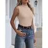 Zeagoo Womens Sleeveless Tops Turtleneck Sweater Business Casual Outfits | Mock Neck Tops for Women Slim Fit Tank Top Sleeveless Sweater Dressy Casual Basic Business Work Summer Outfits(Camel)