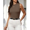 Zeagoo Womens Sleeveless Tops Turtleneck Sweater Business Casual Outfits | Mock Neck Tops for Women Slim Fit Tank Top Sleeveless Sweater Dressy Casual Basic Business Work Summer Outfits(Coffee)