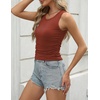 Zeagoo Womens Tank Tops 2026 Sleeveless Summer Tops High Neck Ribbed Knit Shirts Casual Basic Ruched Tops(Orange)