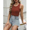 Zeagoo Womens Tank Tops 2026 Sleeveless Summer Tops High Neck Ribbed Knit Shirts Casual Basic Ruched Tops(Orange)