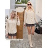 Zeagoo Womens Waffle Knit Shacket Collared Button Down Shirts Casual Long Sleeve Lightweight Blouses Tops with Pocket(01-apricot)