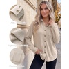Zeagoo Womens Waffle Knit Shacket Collared Button Down Shirts Casual Long Sleeve Lightweight Blouses Tops with Pocket(01-apricot)