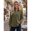 Zeagoo Womens Waffle Knit Shacket Collared Button Down Shirts Casual Long Sleeve Lightweight Blouses Tops with Pocket(Army Green)