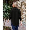 Zeagoo Womens Waffle Knit Shacket Collared Button Down Shirts Casual Long Sleeve Lightweight Blouses Tops with Pocket(Black)