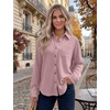 Zeagoo Womens Waffle Knit Shacket Collared Button Down Shirts Casual Long Sleeve Lightweight Blouses Tops with Pocket(Blush Rose)