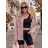 Zeagoo Womens Waffle Knit Shacket Collared Button Down Shirts Casual Long Sleeve Lightweight Blouses Tops with Pocket(Blush Rose)