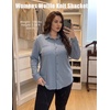 Zeagoo Womens Waffle Knit Shacket Collared Button Down Shirts Casual Long Sleeve Lightweight Blouses Tops with Pocket(Clear Blue)