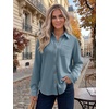 Zeagoo Womens Waffle Knit Shacket Collared Button Down Shirts Casual Long Sleeve Lightweight Blouses Tops with Pocket(Clear Blue)